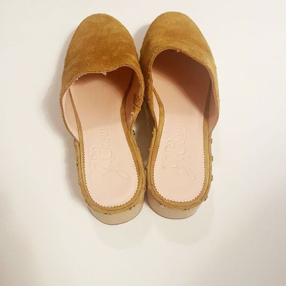 J. Crew Dakota Clogs Brown Suede Wood Heel Slip On Size 10.5 style BJ797 - Picture 5 of 8